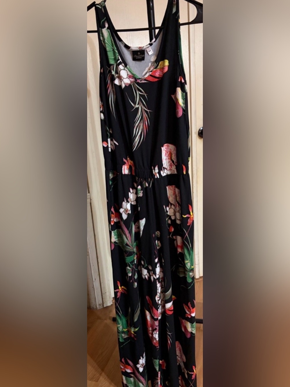 Bumble Bella by Jill Martin Black Floral Print Sleeveless Wide Leg Jumpsuit